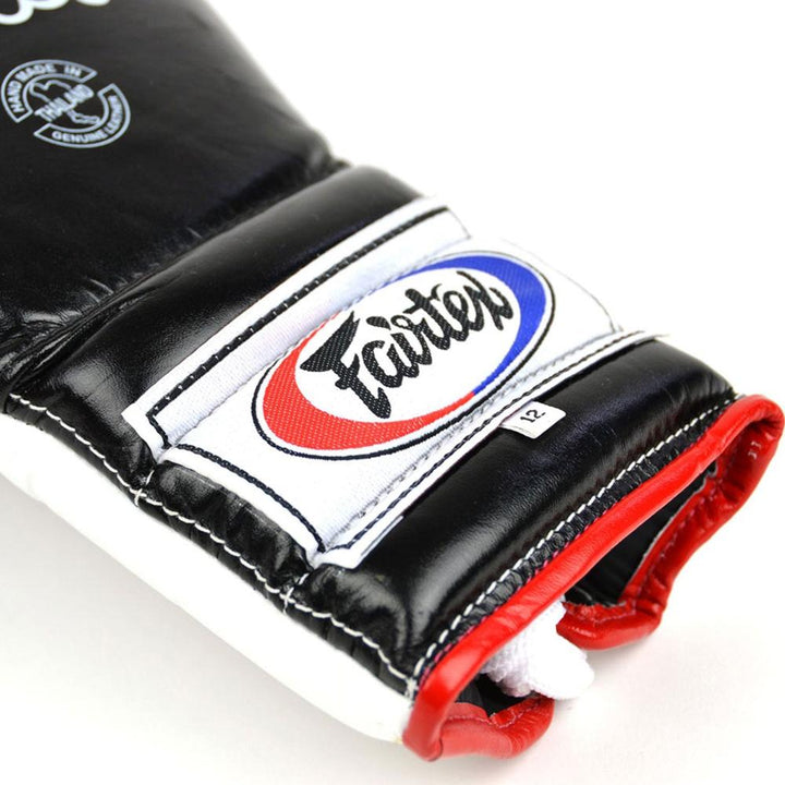 BGL7 Fairtex Mexican Lace-up Boxing Gloves Black-White-Red-Fairtex