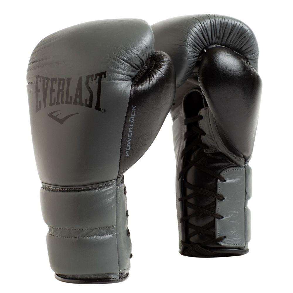 Everlast Powerlock 2 Lace Boxing Gloves Grey Fight Equipment UK FEUK
