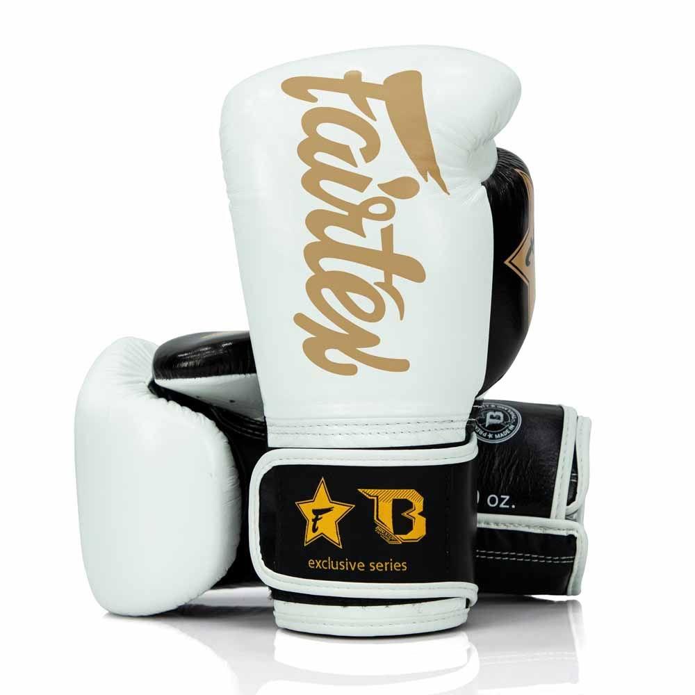 Fairtex X Booster Muay Thai Boxing Gloves White/Gold Fight