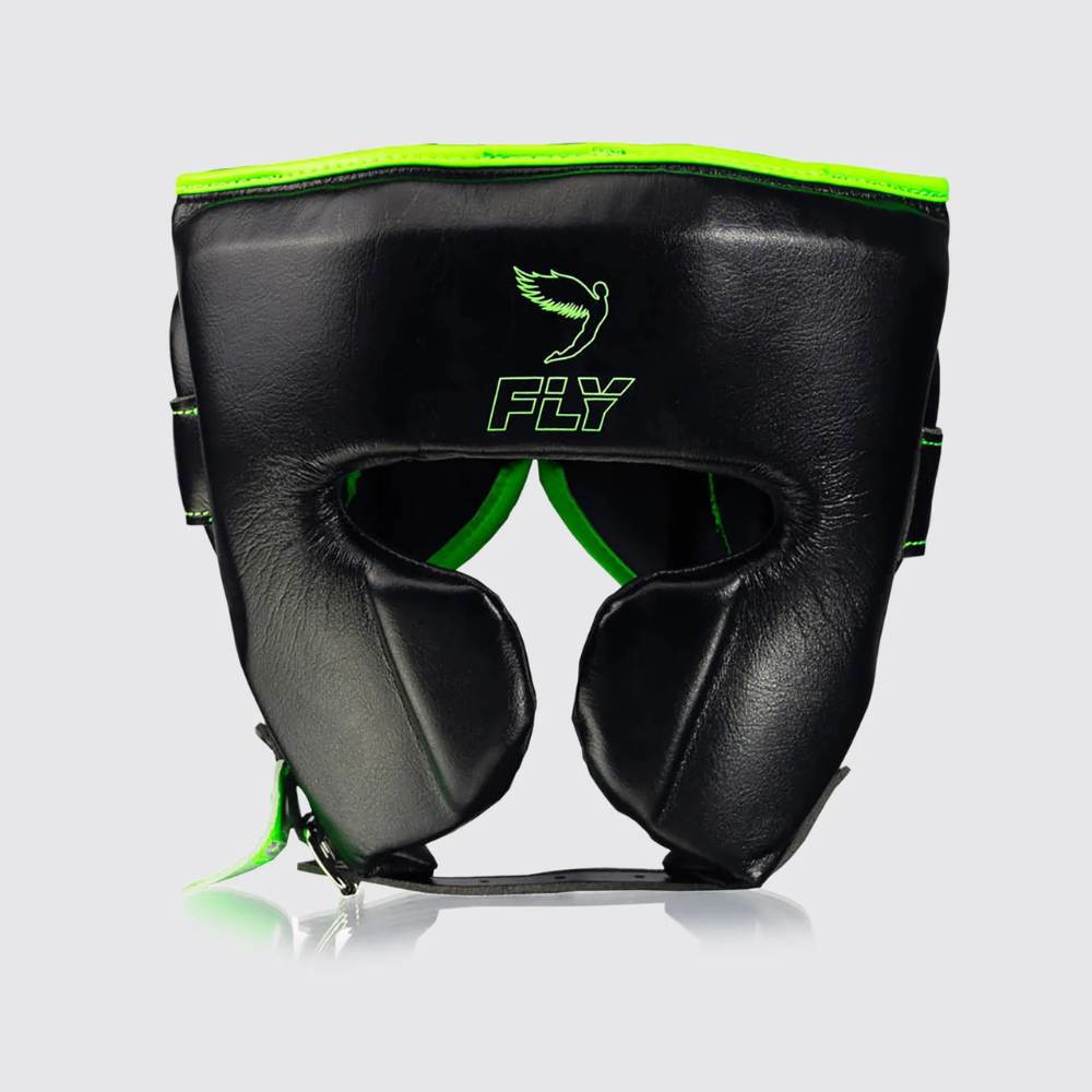 Fly Knight X Head Guard Black/Green Fight Equipment UK