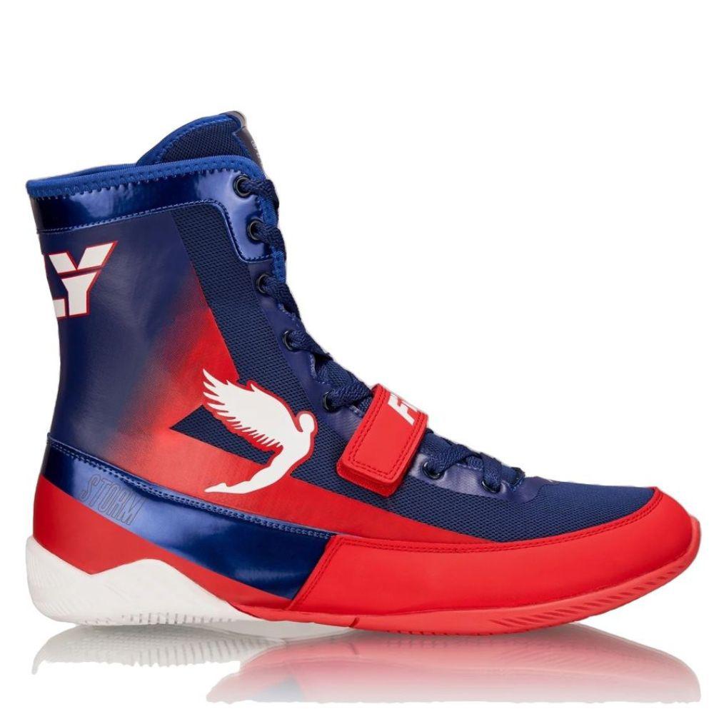 Fly Storm Boxing Boots Blue Red Fight Equipment UK FEUK