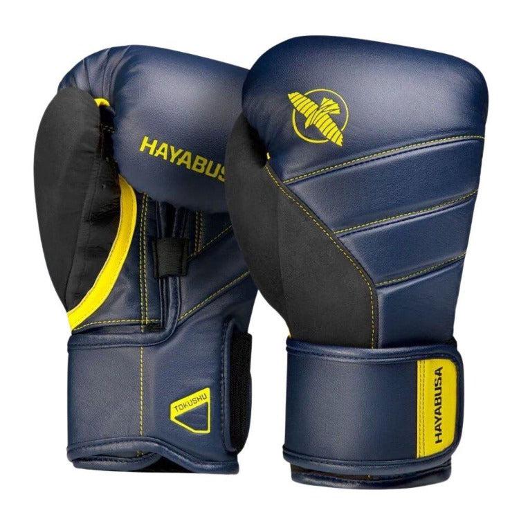 Hayabusa T3 Boxing Gloves Navy Blue/Yellow Fight Equipment UK