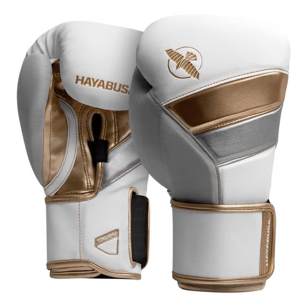 Hayabusa T3 Boxing Gloves White/Gold Fight Equipment UK
