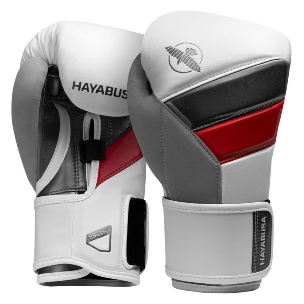 Hayabusa T3 Boxing Gloves White Red Fight Equipment UK FEUK