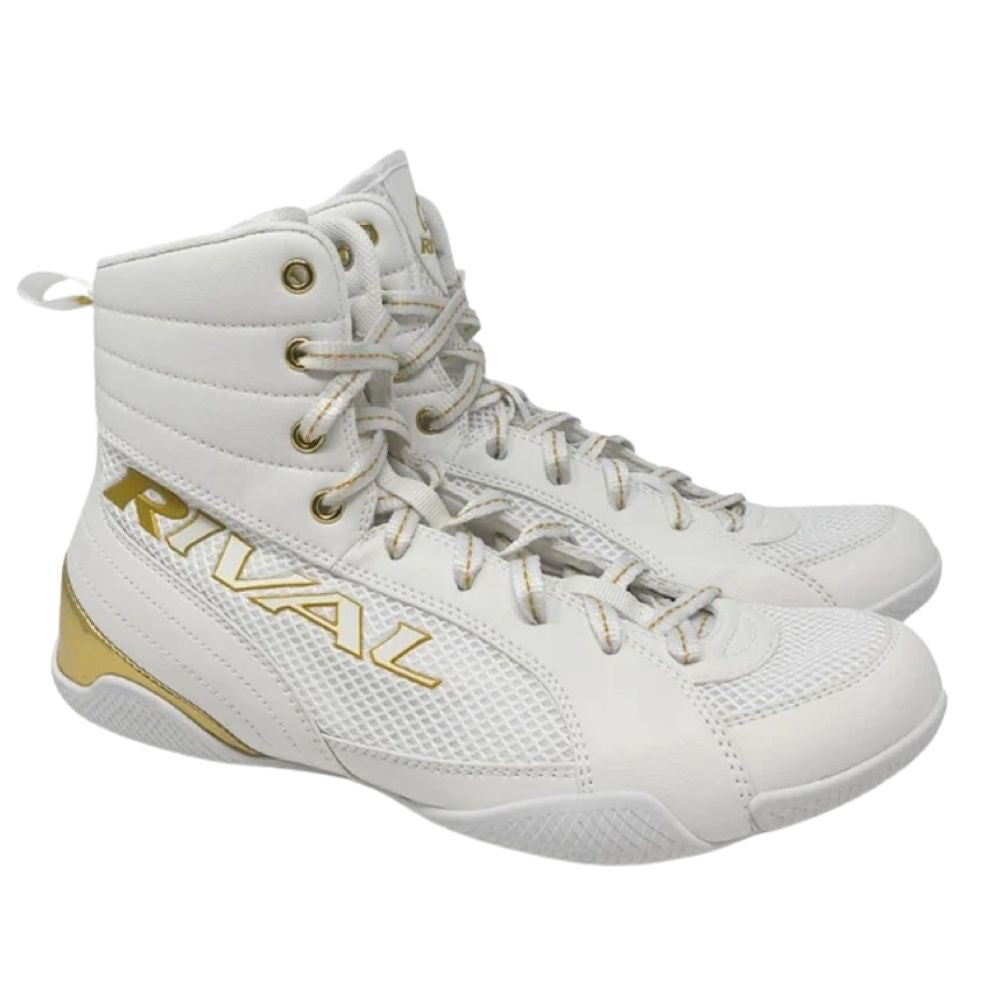 Rival Guerrero Deluxe Boxing Boots - White/Gold-Rival Boxing