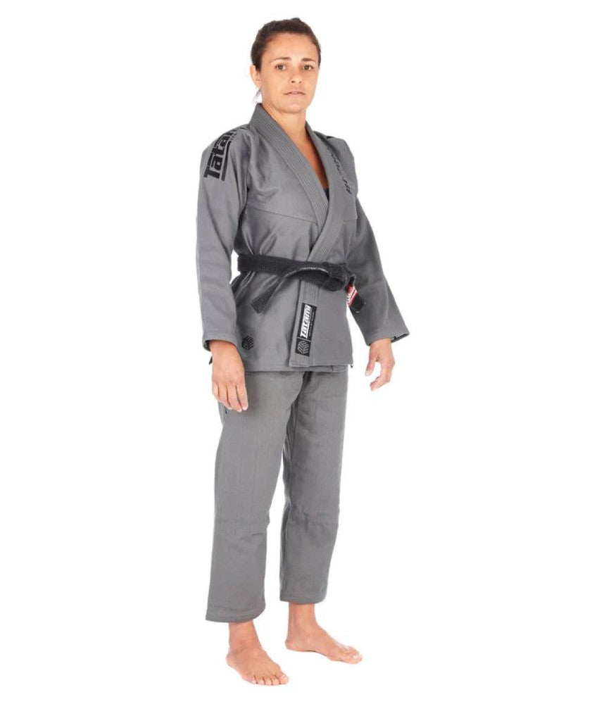 Tatami Black Label Ladies Estilo BJJ Gi - Grey/Black-est-label-blkgry-F1-FEUK