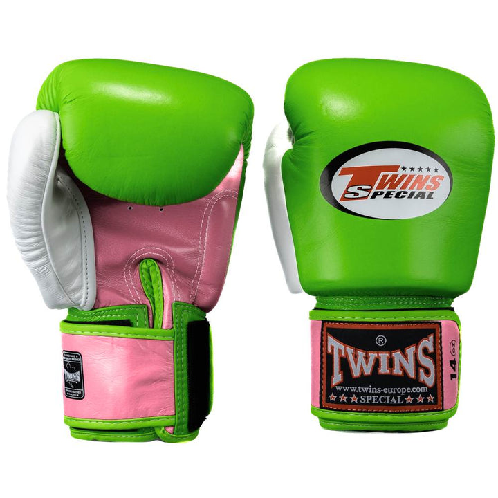Twins 3 Tone Boxing Gloves - Green/Pink/White-Twins