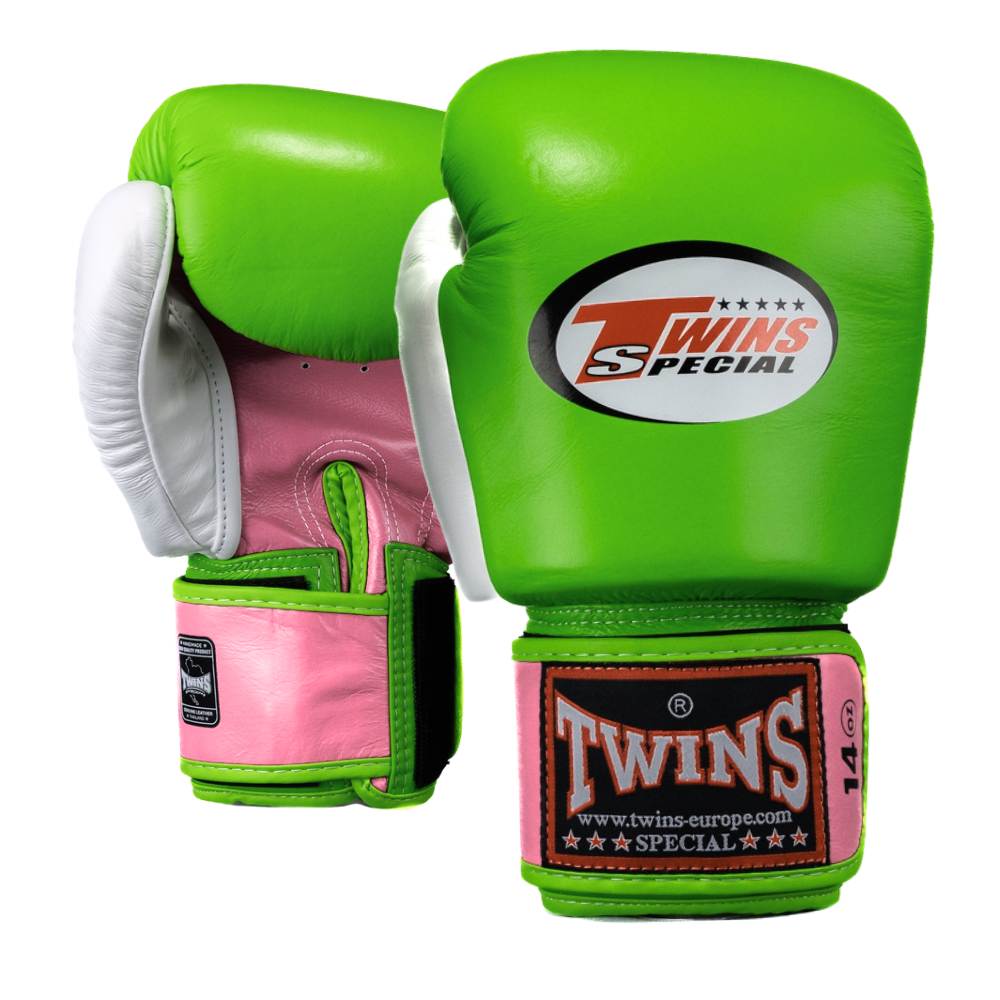 Twins 3 Tone Boxing Gloves - Green/Pink/White-Twins