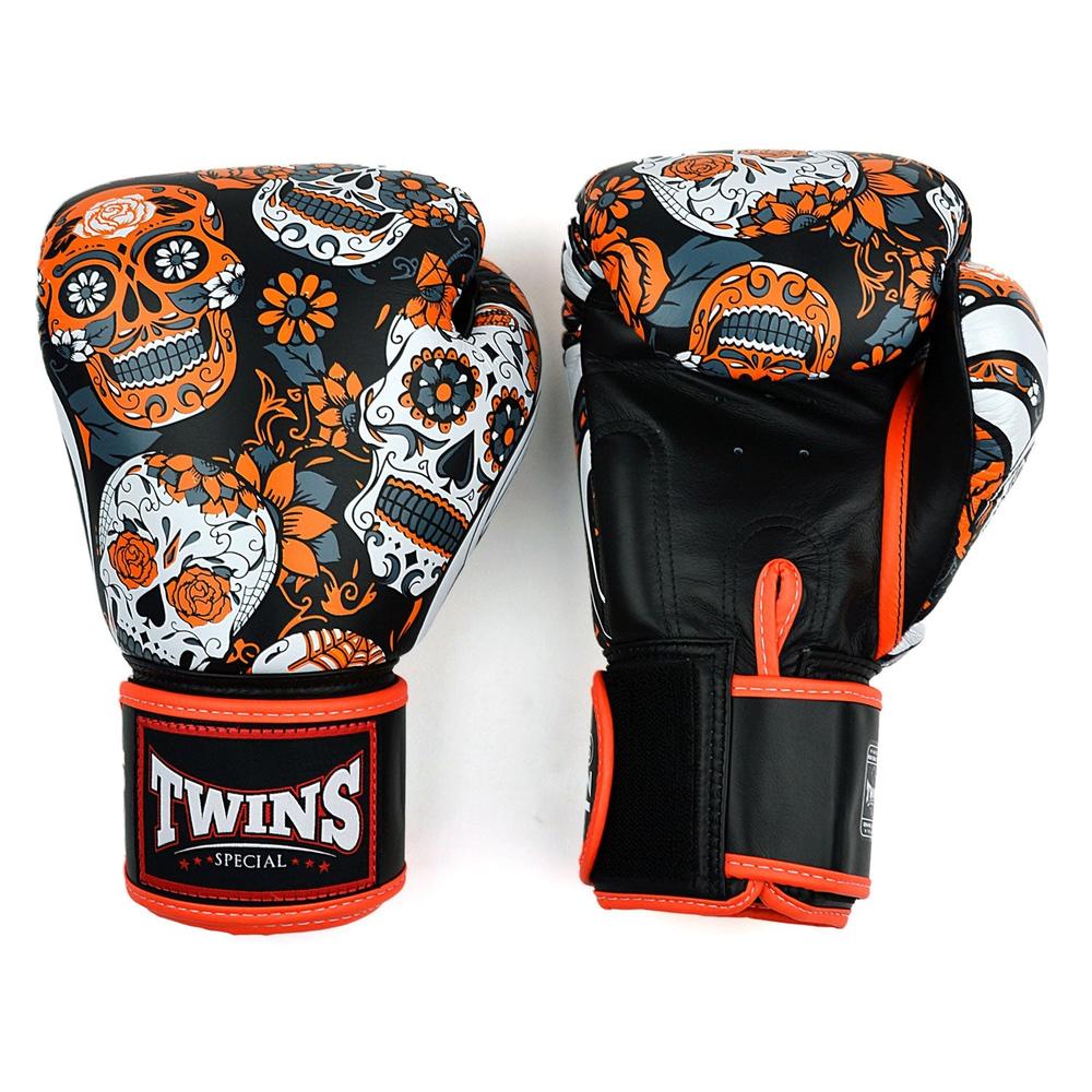 Twins Calaveras Boxing Gloves - Orange | Fight Equipment UK
