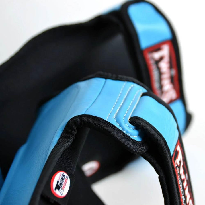 Twins Double Padded Leather Shin Guards - Light Blue-Twins