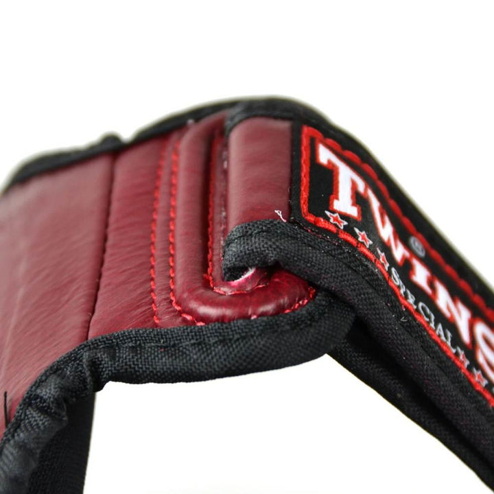 Twins Double Padded Leather Shin Guards - Maroon-Twins