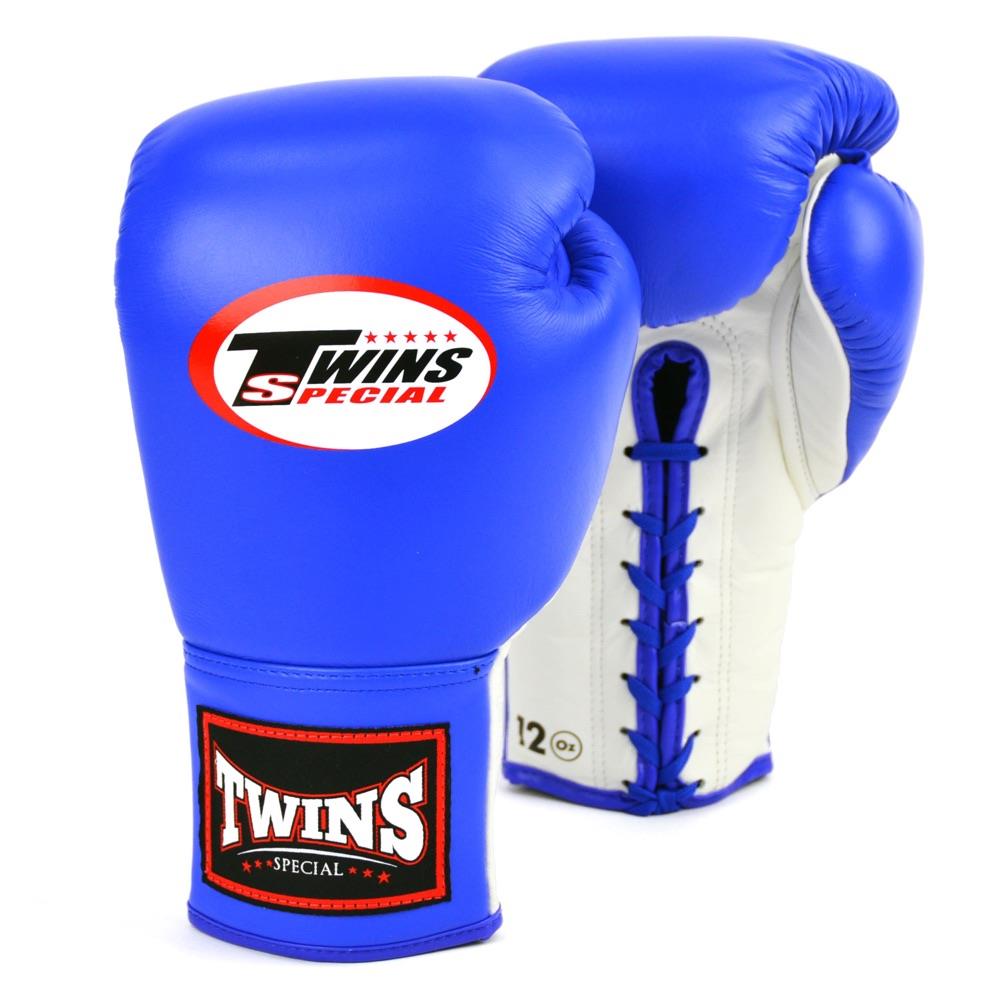 Twins Lace Up Boxing Gloves Blue Fight Equipment UK