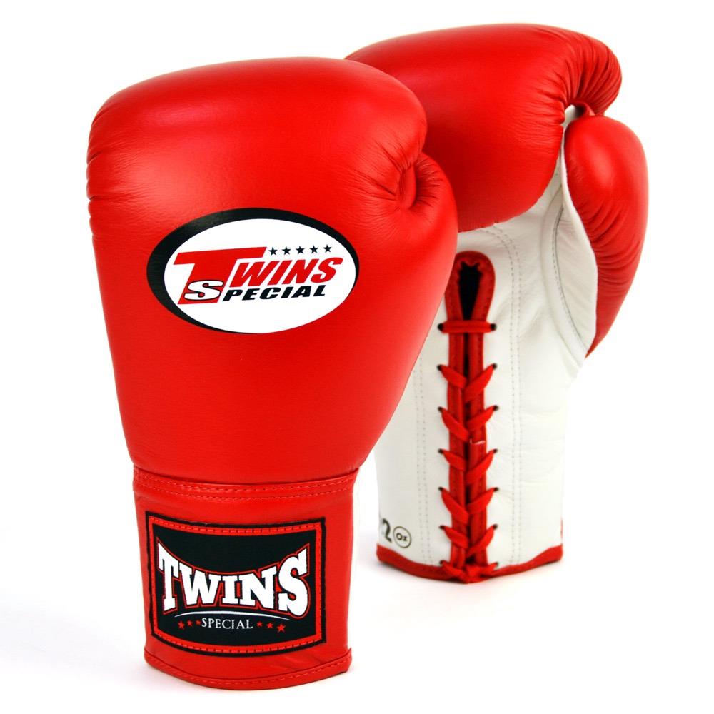 Twins Lace Up Boxing Gloves Red Fight Equipment UK