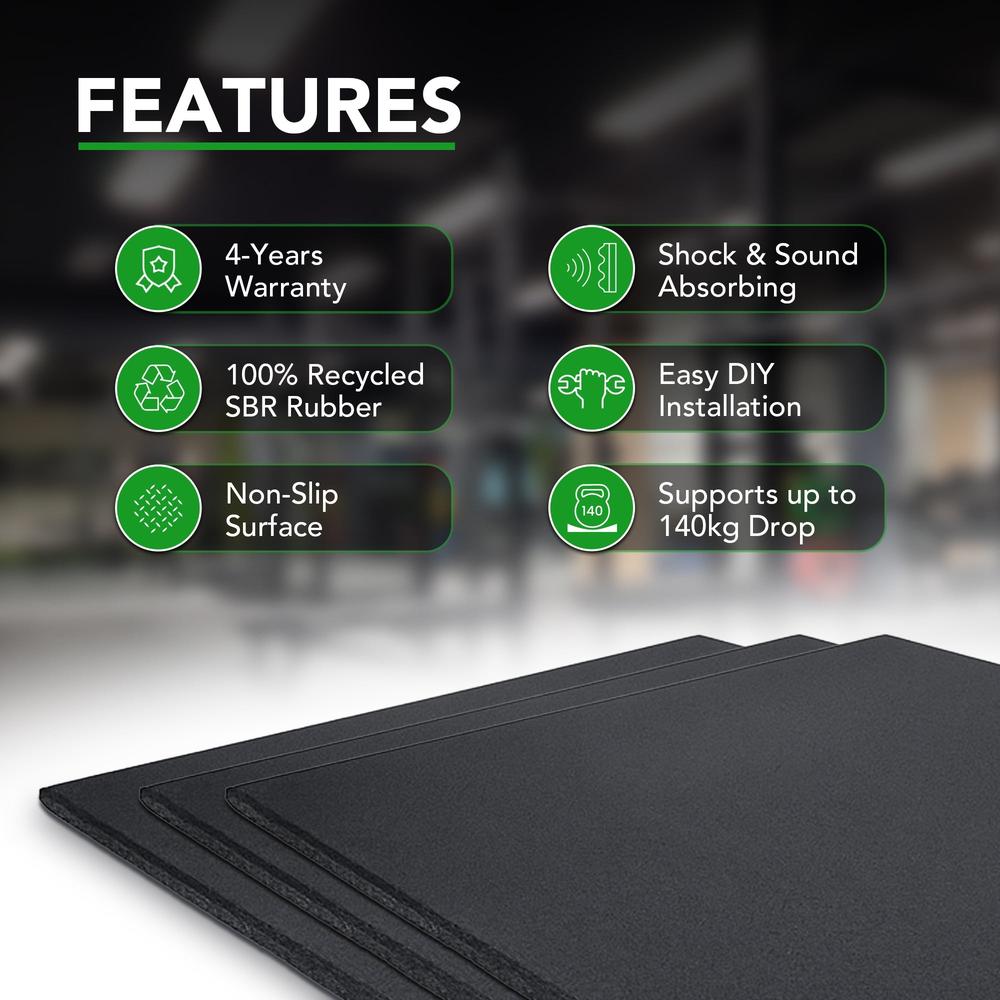 20mm PRO Rubber Gym Flooring Tiles – Smooth Top Surface - UK's Top Rated-Sprung Gym Flooring