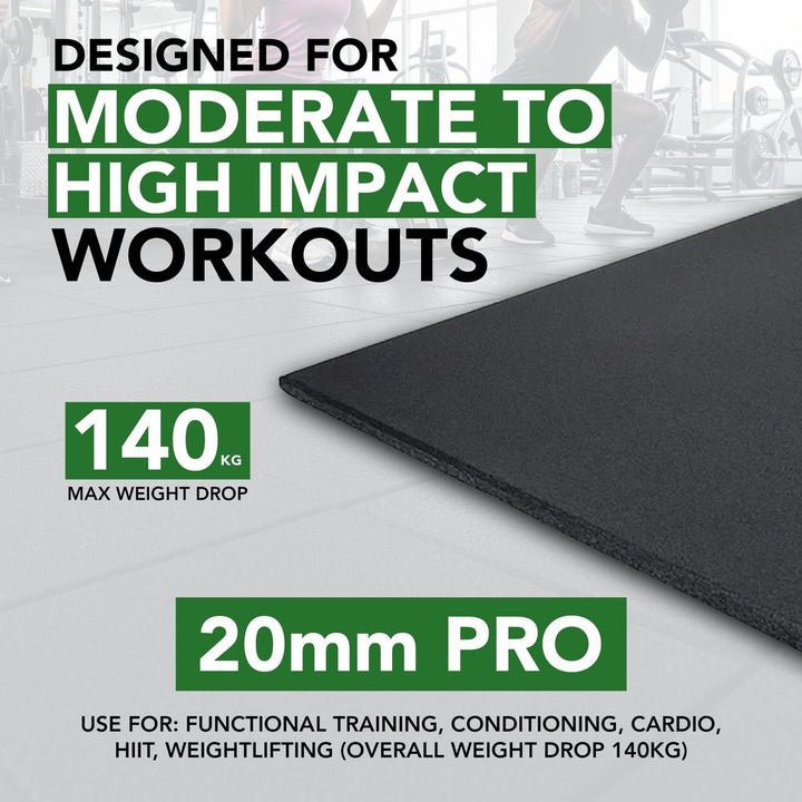 20mm PRO Rubber Gym Flooring Tiles – Smooth Top Surface - UK's Top Rated-Sprung Gym Flooring