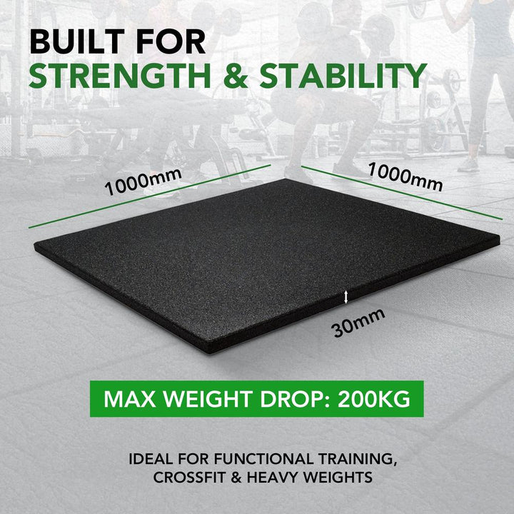 30mm Sprung PRO Gym Floor Tile - Rubber Heavy Duty Gym Flooring-Sprung Gym Flooring
