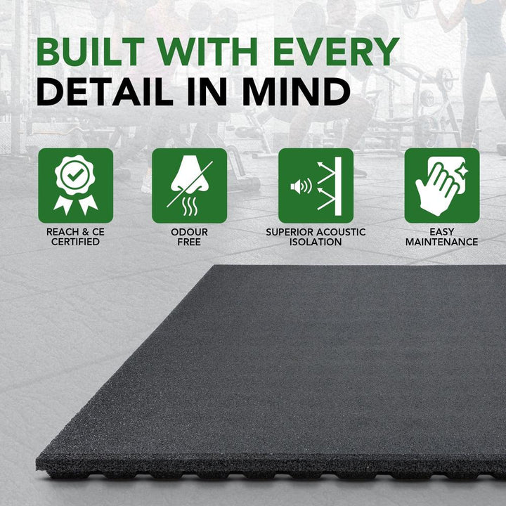 43mm PRO Anti-Shock Rubber Gym Flooring Tile-Sprung Gym Flooring