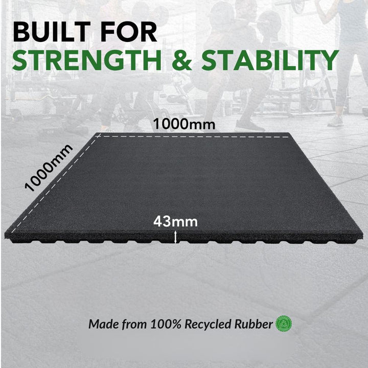 43mm PRO Anti-Shock Rubber Gym Flooring Tile-Sprung Gym Flooring