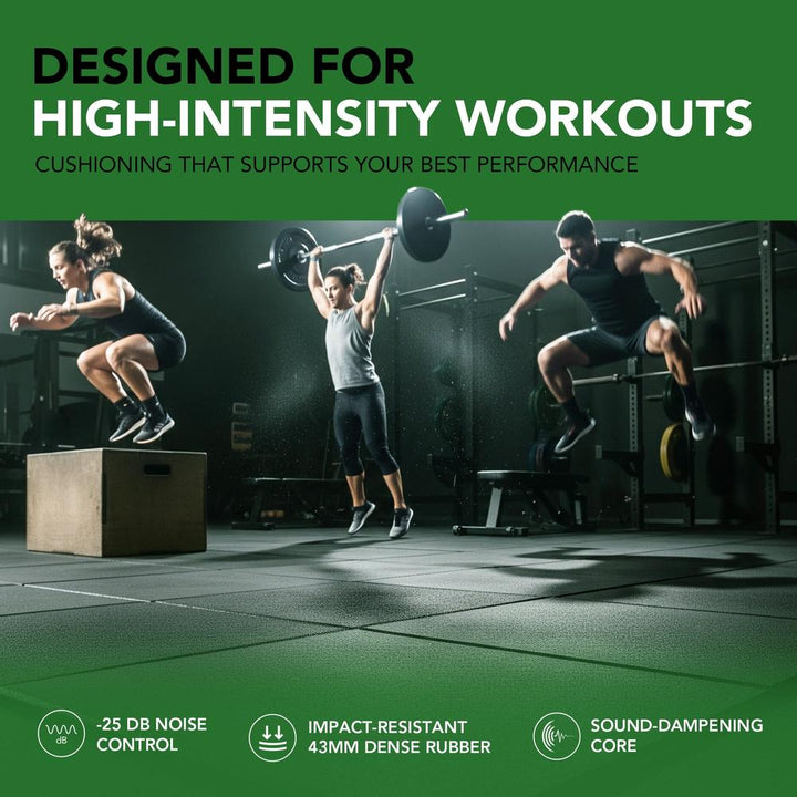 43mm PRO Anti-Shock Rubber Gym Flooring Tile-Sprung Gym Flooring