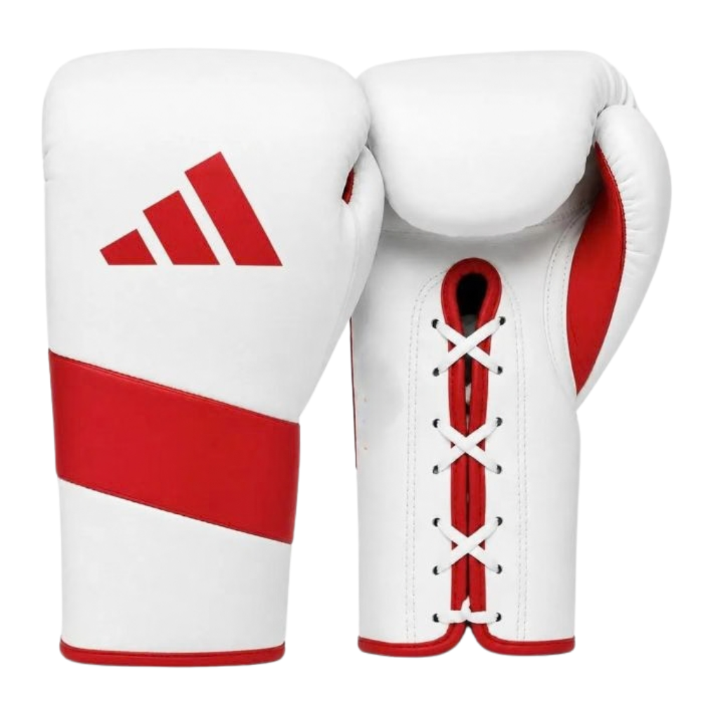 Adidas Adispeed Lace Pro Boxing Gloves - White/Red