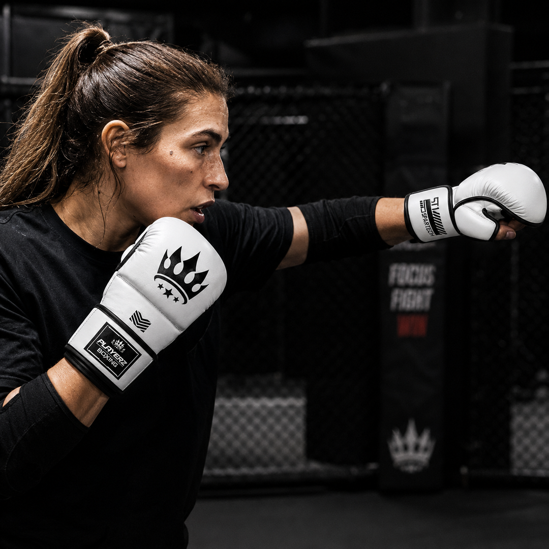 Playerz SparTech MMA Sparring Gloves - White/Black