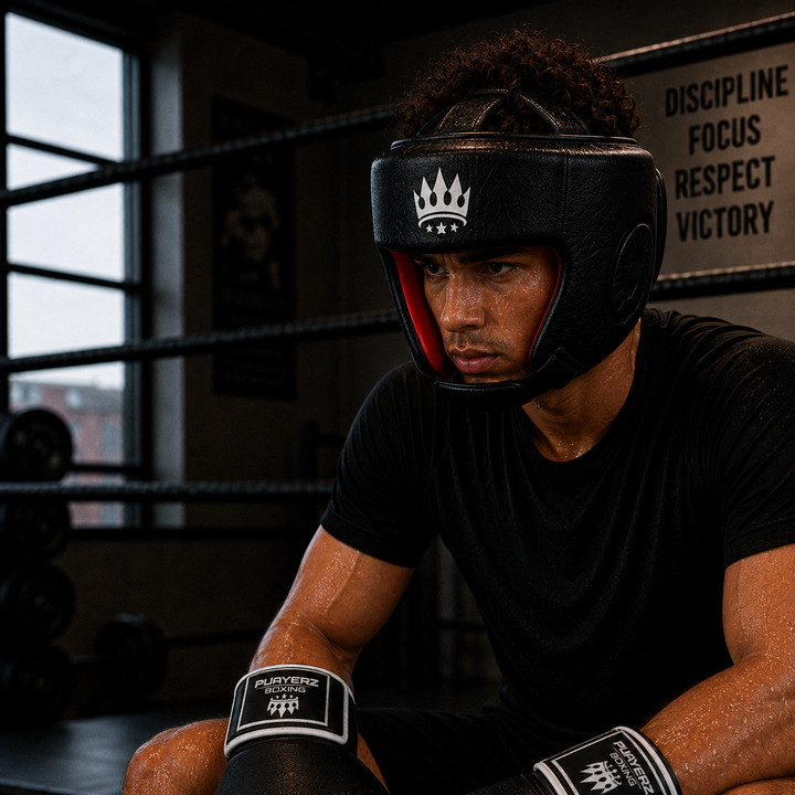 Playerz SparTech Open Face Head Guard - Black/White