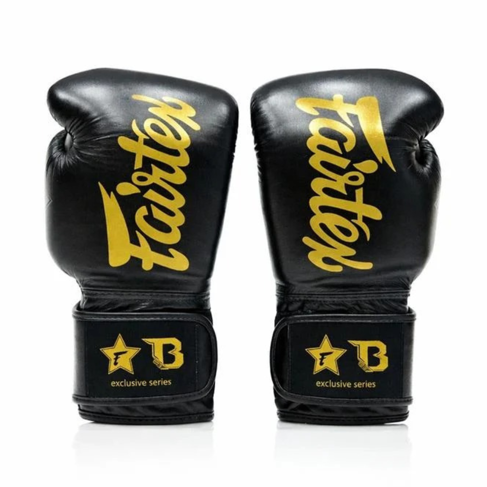Fairtex x Booster Muay Thai Boxing Gloves - Black/Gold