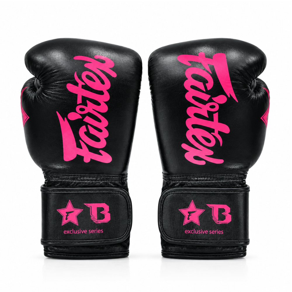 Fairtex x Booster Muay Thai Boxing Gloves - Black/Pink