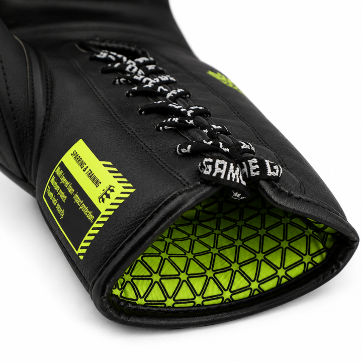Playerz SparTech Lace Boxing Gloves - Black/Neon