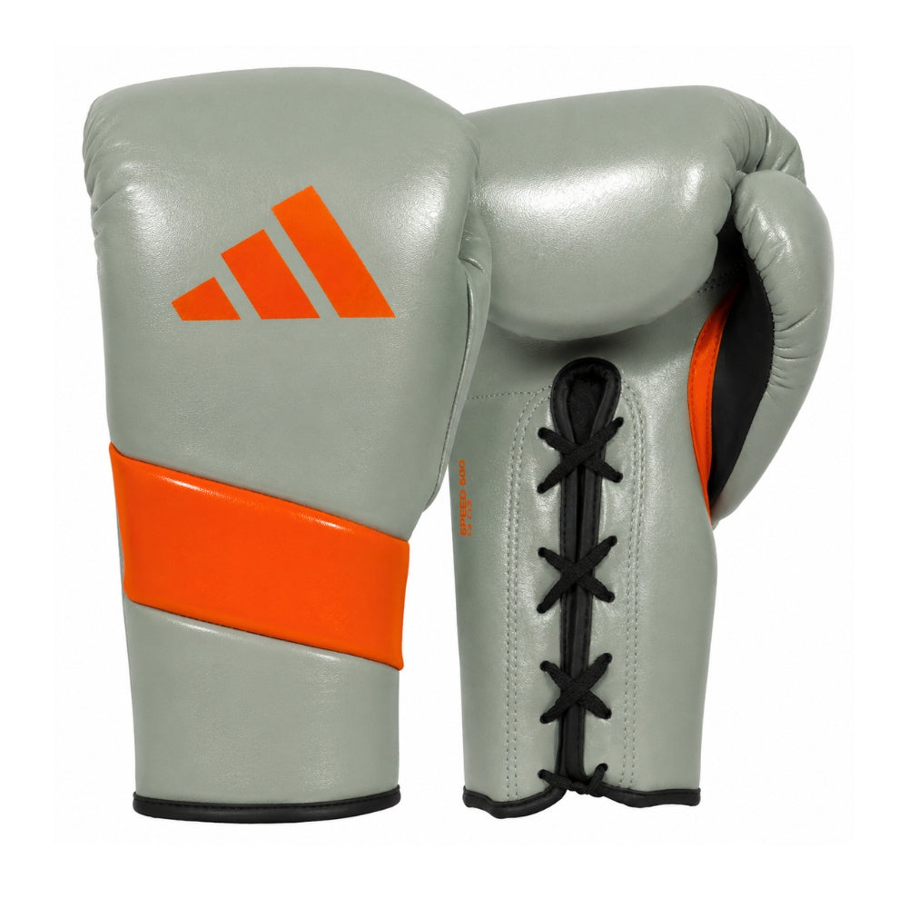 Adidas Adispeed Lace Boxing Glove - Grey/Orange (Leather)-Adidas
