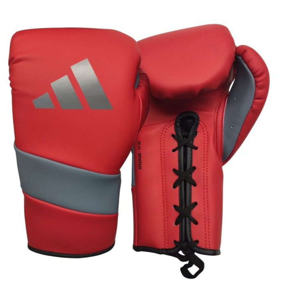 Adidas Adispeed Lace Pro Boxing Gloves - Red/Silver-Adidas