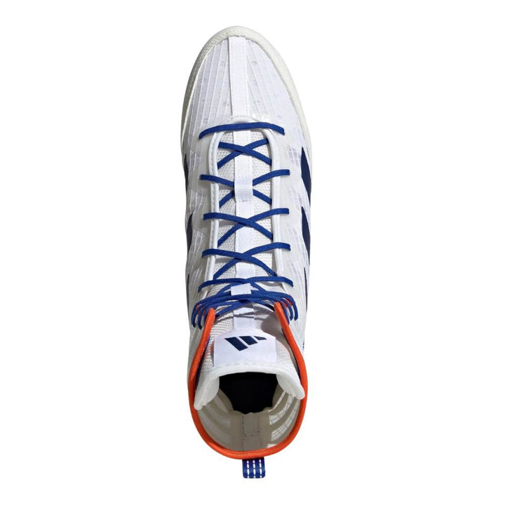 Adidas Box Hog 4 Boxing Boots - White/Blue/Red-Adidas