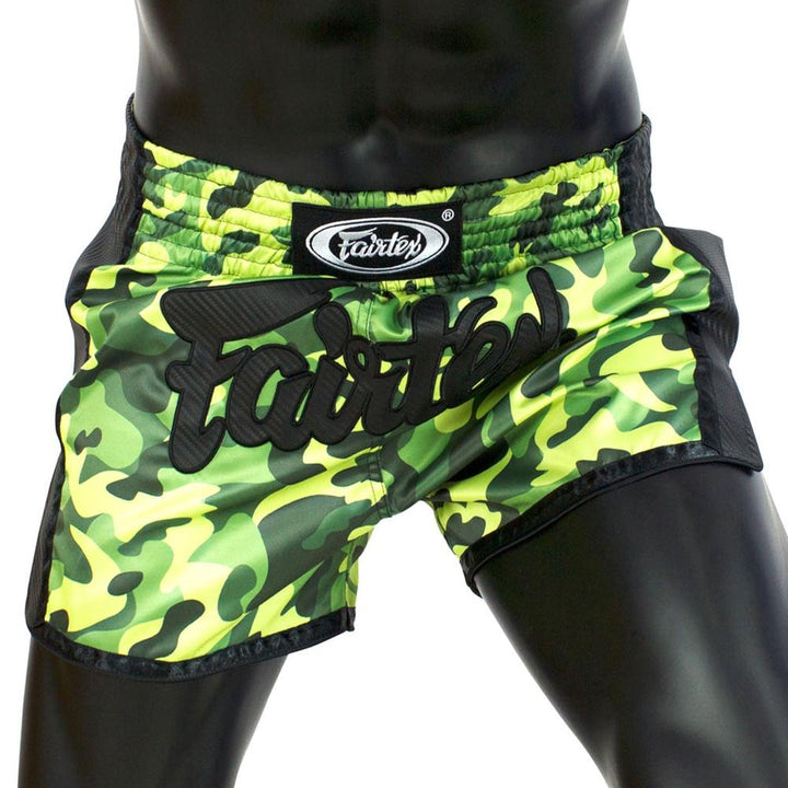 BS1710 Fairtex Slim Fit Muaythai Shorts Green Camo-Fairtex