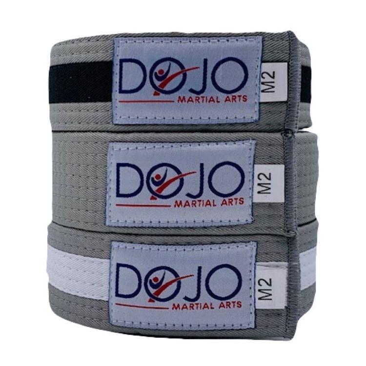 Dojo Kids Deluxe BJJ Belt-DOJO-DLX-KIDS-BJJ-GRYWHT-M2-FEUK