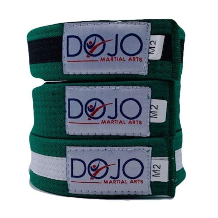 Dojo Kids Deluxe BJJ Belt-DOJO-DLX-KIDS-BJJ-GRNWHT-M0-FEUK