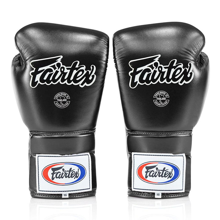 Fairtex BGL3 Lace-up Sparring Gloves - Black-Fairtex