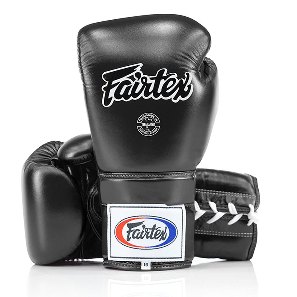 Fairtex BGL3 Lace-up Sparring Gloves - Black-Fairtex