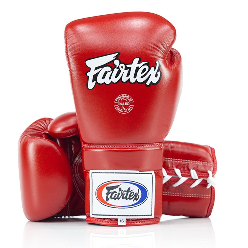 Fairtex BGL3 Lace-up Sparring Gloves - Red-Fairtex