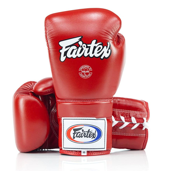 Fairtex BGL3 Lace-up Sparring Gloves - Red-Fairtex