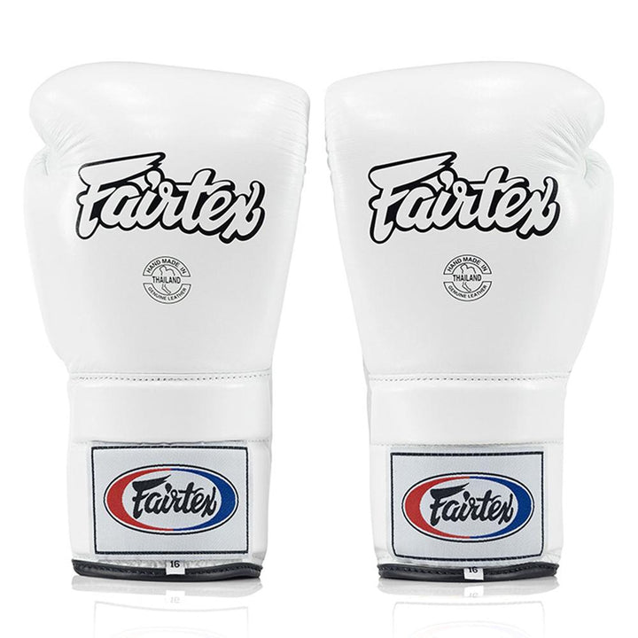 Fairtex BGL3 Lace-up Sparring Gloves - White-Fairtex