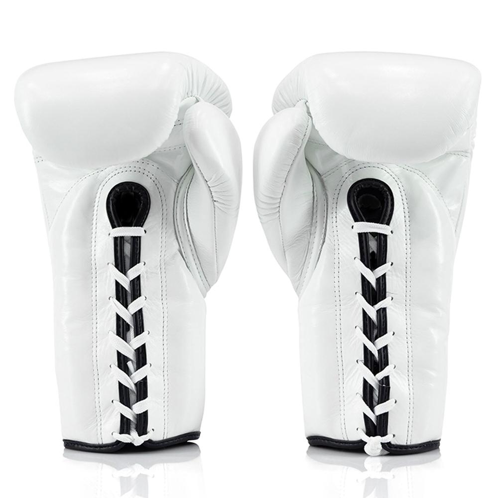 Fairtex BGL3 Lace-up Sparring Gloves - White-Fairtex