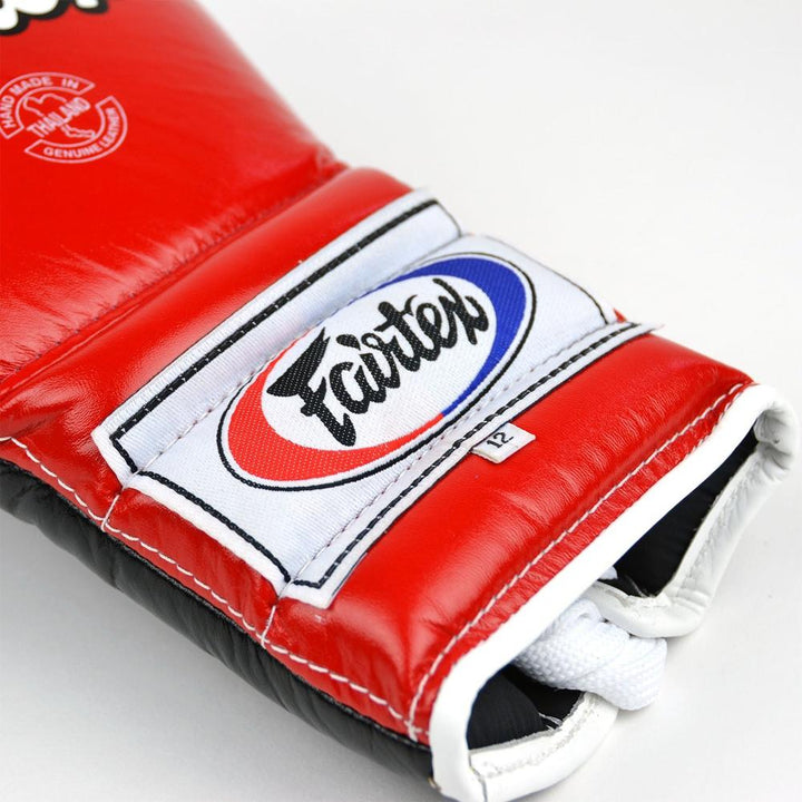 Fairtex BGL7 Mexican-Style Lace-up Training Gloves - Red-Black-White-Fairtex