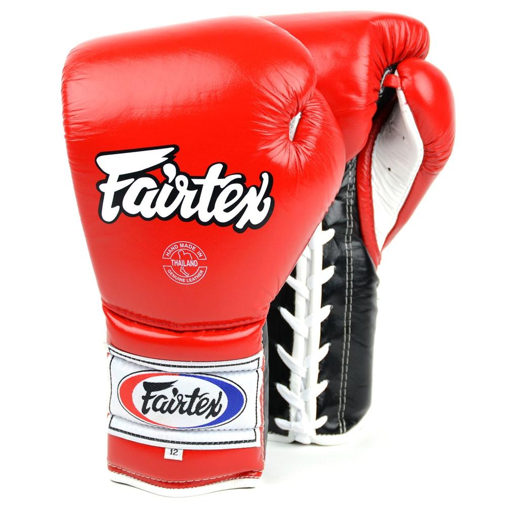 Fairtex BGL7 Mexican-Style Lace-up Training Gloves - Red-Black-White-Fairtex