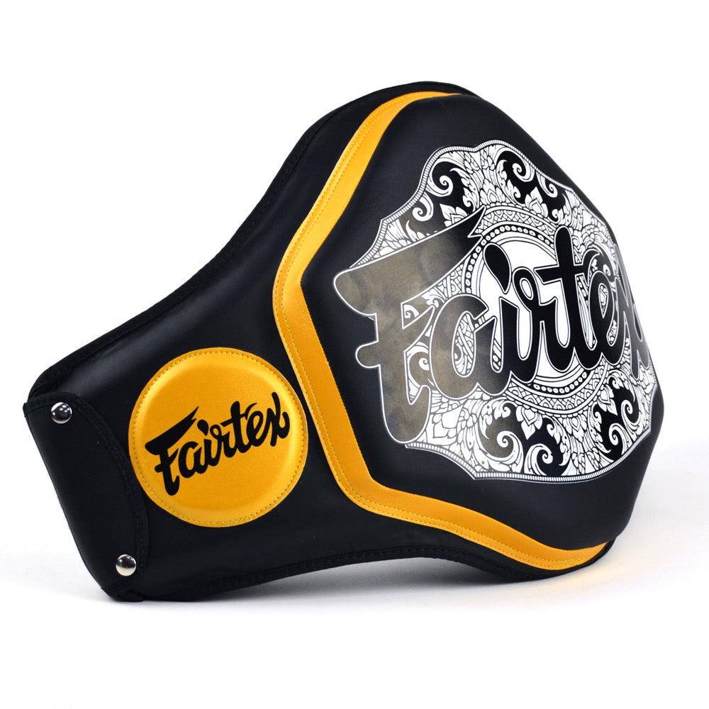 Fairtex Microfibre Belly Pad - Black/Gold-FTX-BPV3-BK-BK-GD-FEUK