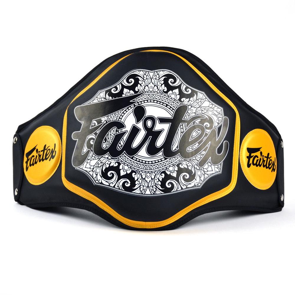 Fairtex Microfibre Belly Pad - Black/Gold-FTX-BPV3-BK-BK-GD-FEUK