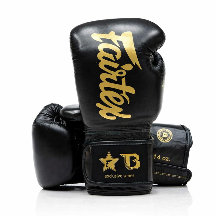 Fairtex x Booster Muay Thai Boxing Gloves - Black/Gold-Fairtex