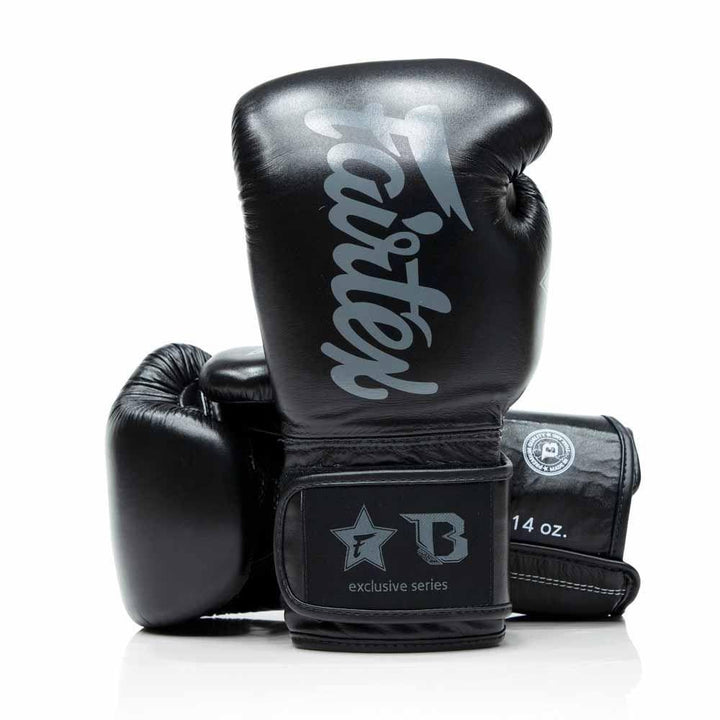 Fairtex x Booster Muay Thai Boxing Gloves - Black/Grey