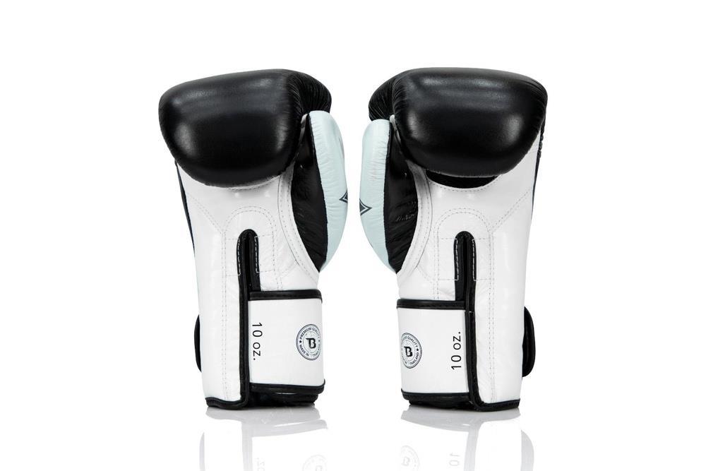 Fairtex x Booster Muay Thai Boxing Gloves - Black/White-FEUK