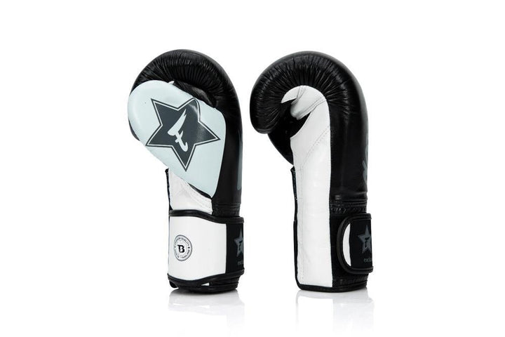 Fairtex x Booster Muay Thai Boxing Gloves - Black/White-FEUK