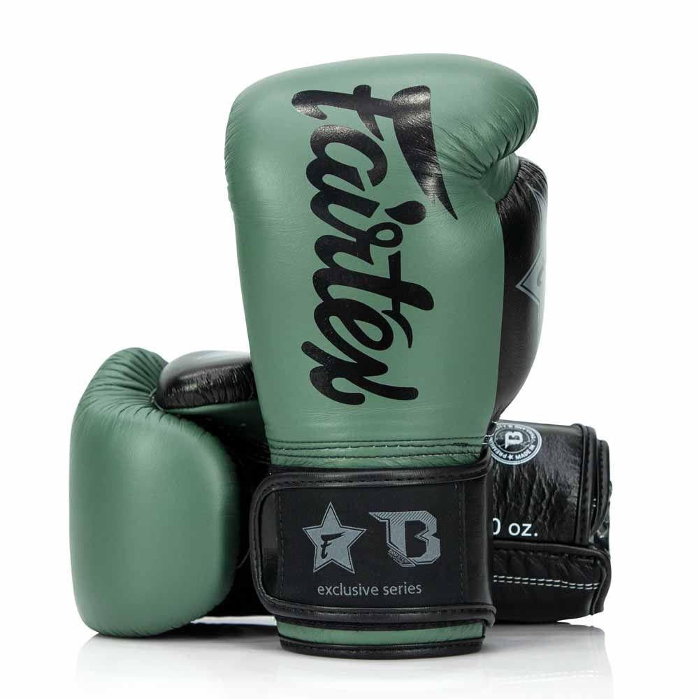Fairtex x Booster Muay Thai Boxing Gloves - Green/Black